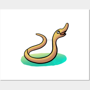 Cute Eel Drawing Posters and Art